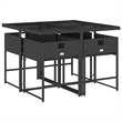 vidaXL 5 Piece Patio Dining Set with Cushions Black Poly Rattan