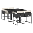 vidaXL 5 Piece Patio Dining Set with Cushions Black Poly Rattan