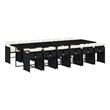 vidaXL 13 Piece Patio Dining Set with Cushions Black Poly Rattan