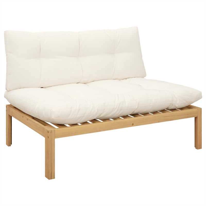 vidaXL Middle Sofa Unit Light Acacia and Cream White Acacia Wood