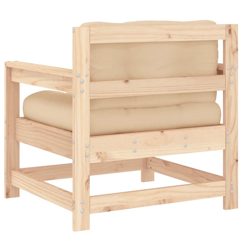 vidaXL Patio Chairs with Cushions 2 pcs Solid Wood Pine
