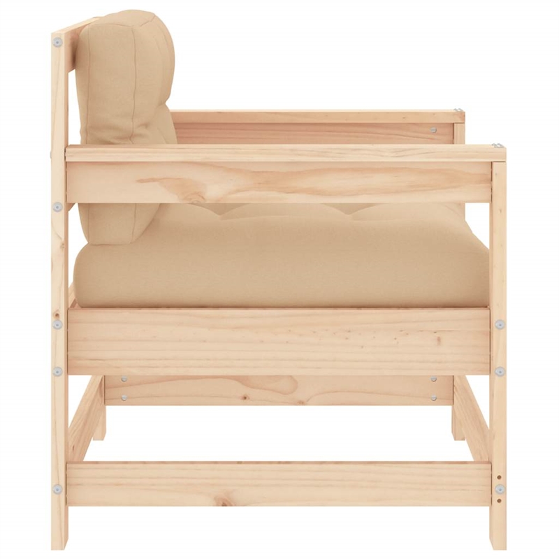 vidaXL Patio Chairs with Cushions 2 pcs Solid Wood Pine