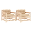 vidaXL Patio Chairs with Cushions 2 pcs Solid Wood Pine