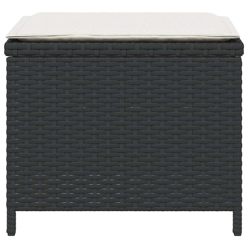 vidaXL Garden Stool Set of 4 Black (Stool)/Cream (Cushion)