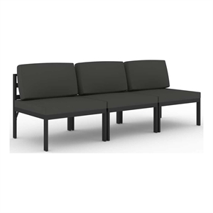 vidaXL 3-Seater Patio Sofa with Cushions Aluminum Anthracite