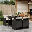 vidaXL 5 Piece Patio Dining Set with Cushions Black Poly Rattan