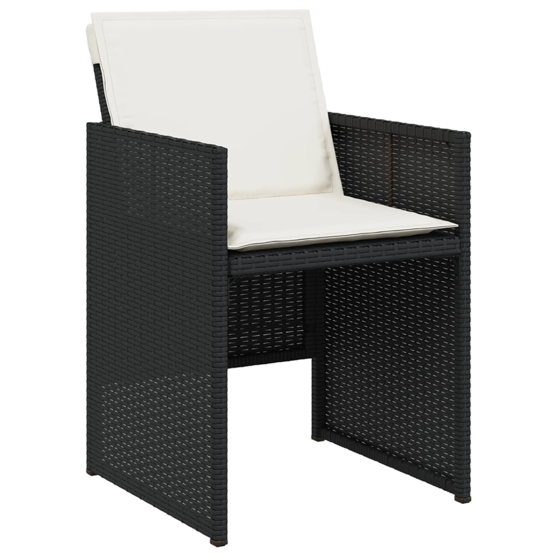 vidaXL 5 Piece Patio Dining Set with Cushions Black Poly Rattan