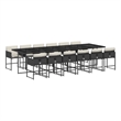 vidaXL 13 Piece Patio Dining Set with Cushions Black Poly Rattan