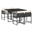 vidaXL 5 Piece Patio Dining Set with Cushions Black Poly Rattan