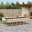 vidaXL 13 Piece Patio Dining Set with Cushions Beige Poly Rattan
