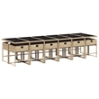 vidaXL 13 Piece Patio Dining Set with Cushions Beige Poly Rattan
