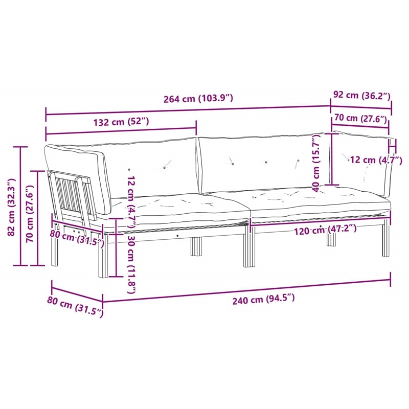 vidaXL Garden Pallet Sofa Units 2 Piece Natural and Cream White