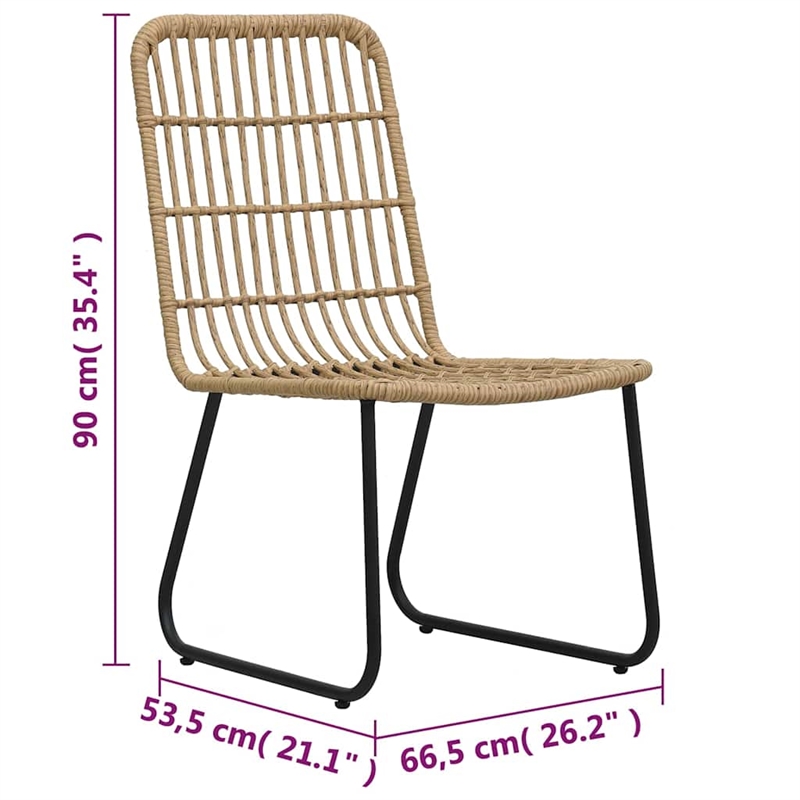 vidaXL 3 Piece Bistro Set Poly Rattan Oak