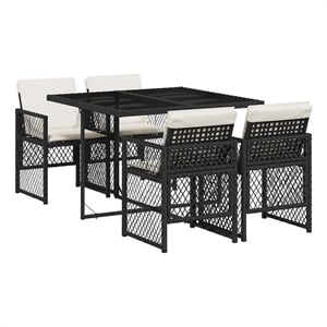 vidaXL Garden Dining Set Black/Cream White