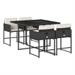 vidaXL 5 Piece Patio Dining Set with Cushions Black Poly Rattan