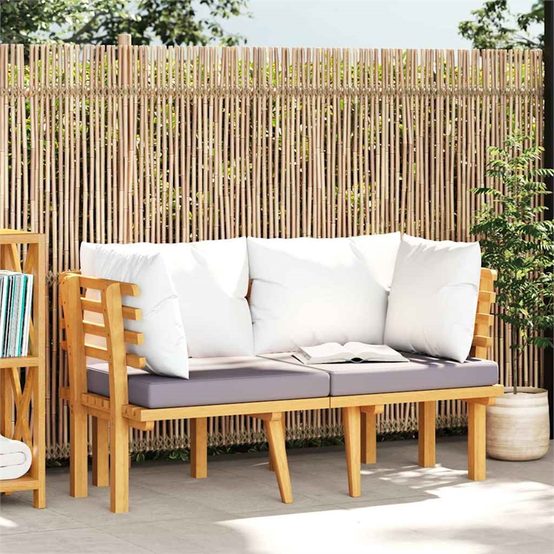 vidaXL 2-Seater Patio Sofa with Cushions Solid Acacia Wood