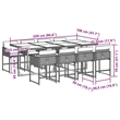 vidaXL 9 Piece Patio Dining Set with Cushions Black Poly Rattan