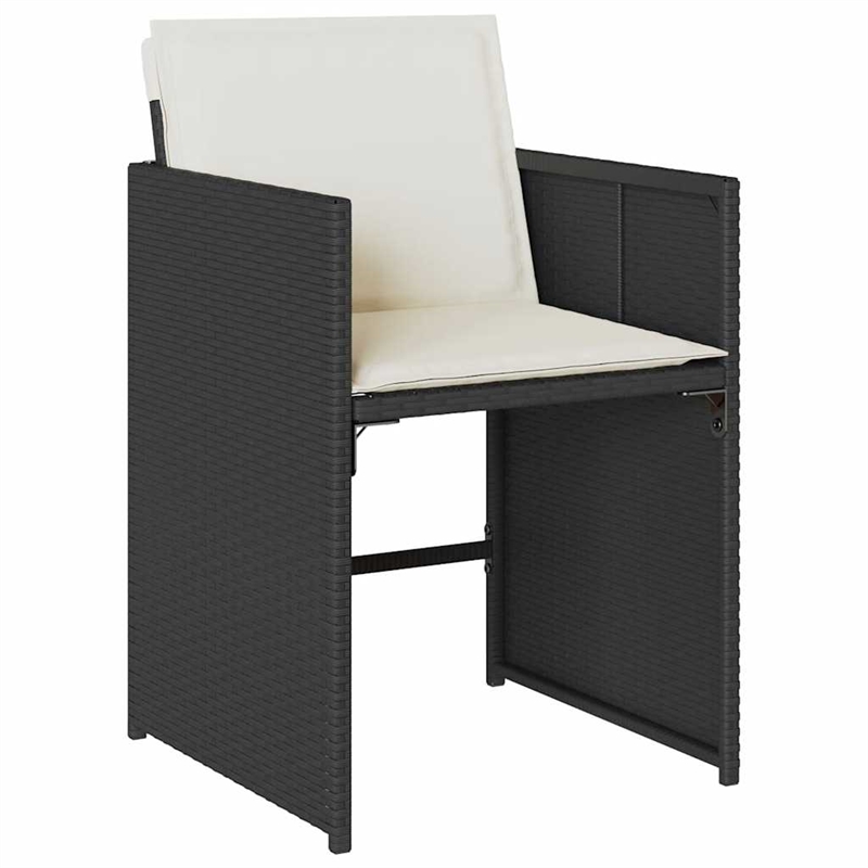vidaXL 9 Piece Patio Dining Set with Cushions Black Poly Rattan