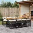 vidaXL Garden Dining Set Black table and chairs/cream white cushions