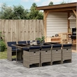 vidaXL 9 Piece Garden Dining Set with Cushions Grey Poly Rattan