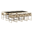 vidaXL 9 Piece Patio Dining Set with Cushions Beige Poly Rattan