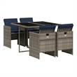 vidaXL 5 Piece Garden Dining Set with Cushions Grey Poly Rattan