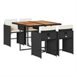 vidaXL 5 Piece Patio Dining Set with Cushions Black Poly Rattan
