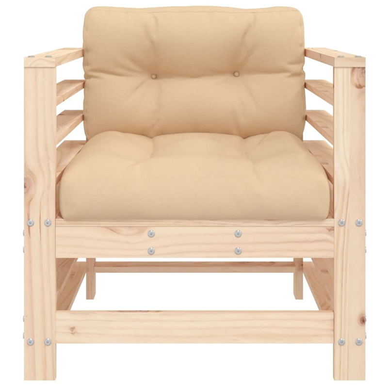 vidaXL Patio Chairs with Cushions 2 pcs Solid Wood Pine