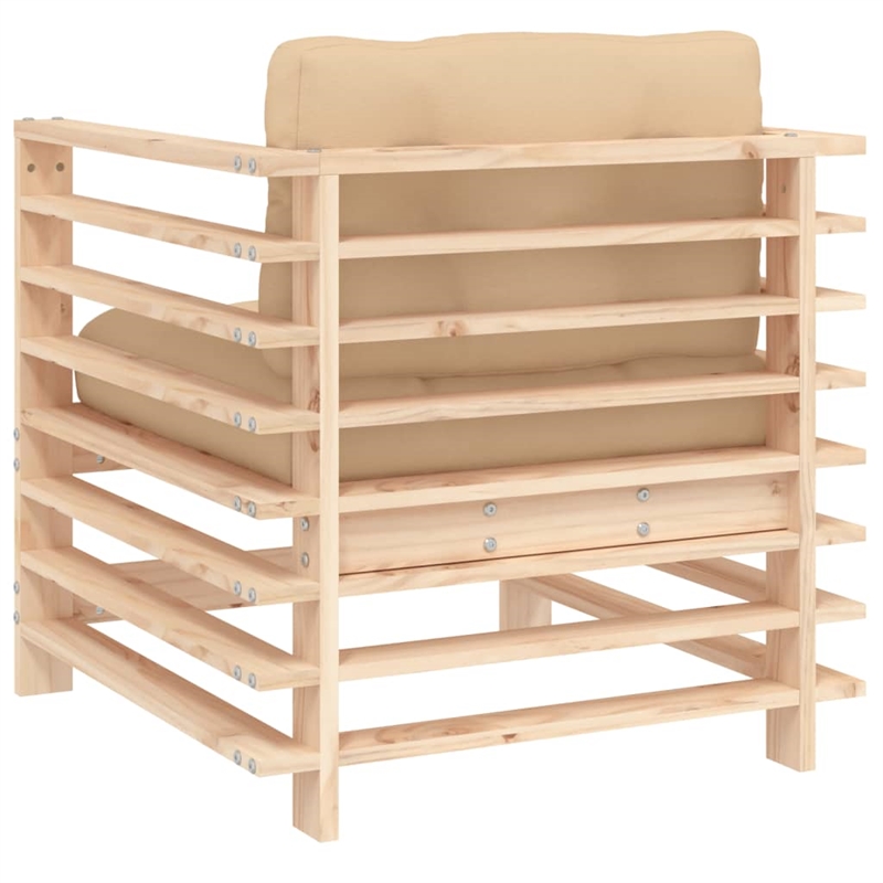 vidaXL Patio Chairs with Cushions 2 pcs Solid Wood Pine