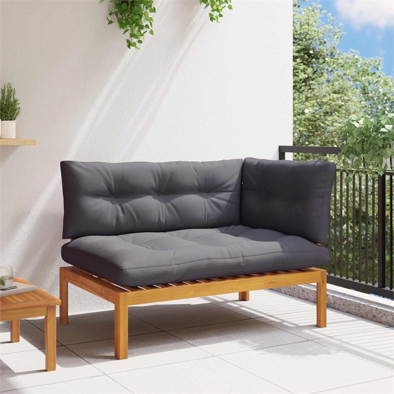 vidaXL Corner Sofa Unit Natural and Dark Grey Acacia Wood