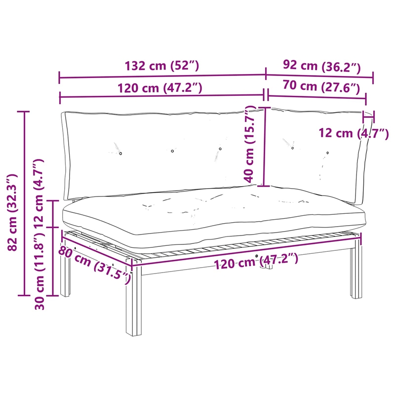 vidaXL Corner Sofa Unit Natural and Dark Grey Acacia Wood