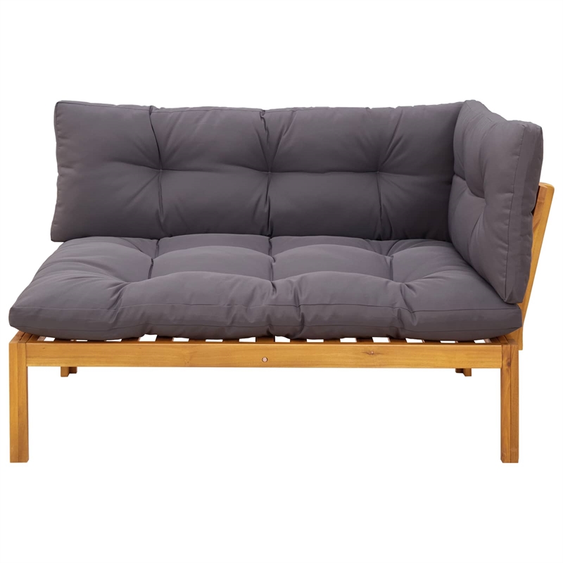 vidaXL Corner Sofa Unit Natural and Dark Grey Acacia Wood