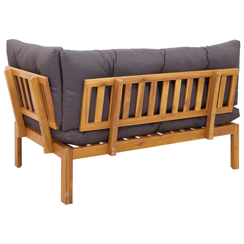 vidaXL Corner Sofa Unit Natural and Dark Grey Acacia Wood