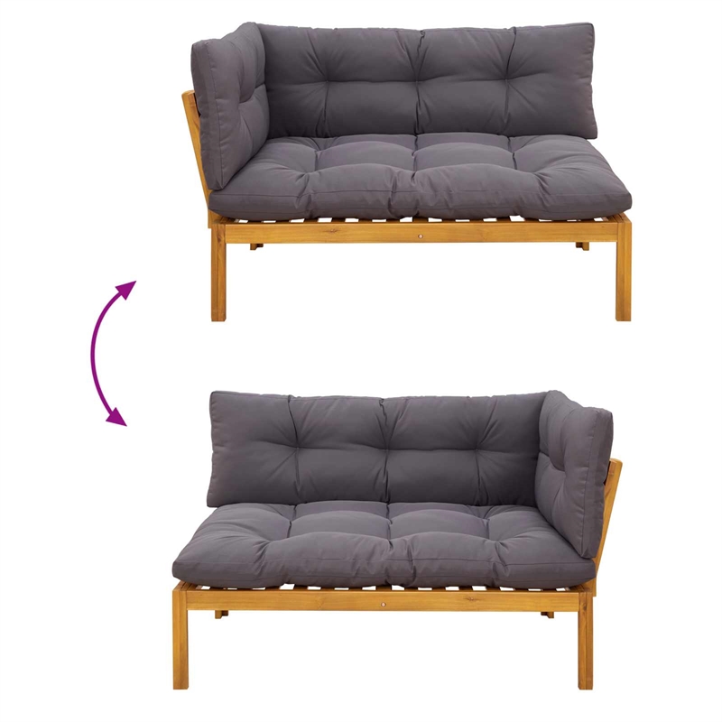 vidaXL Corner Sofa Unit Natural and Dark Grey Acacia Wood