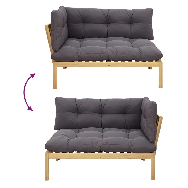 vidaXL Corner Sofa Unit Light Acacia and Dark Grey Acacia Wood