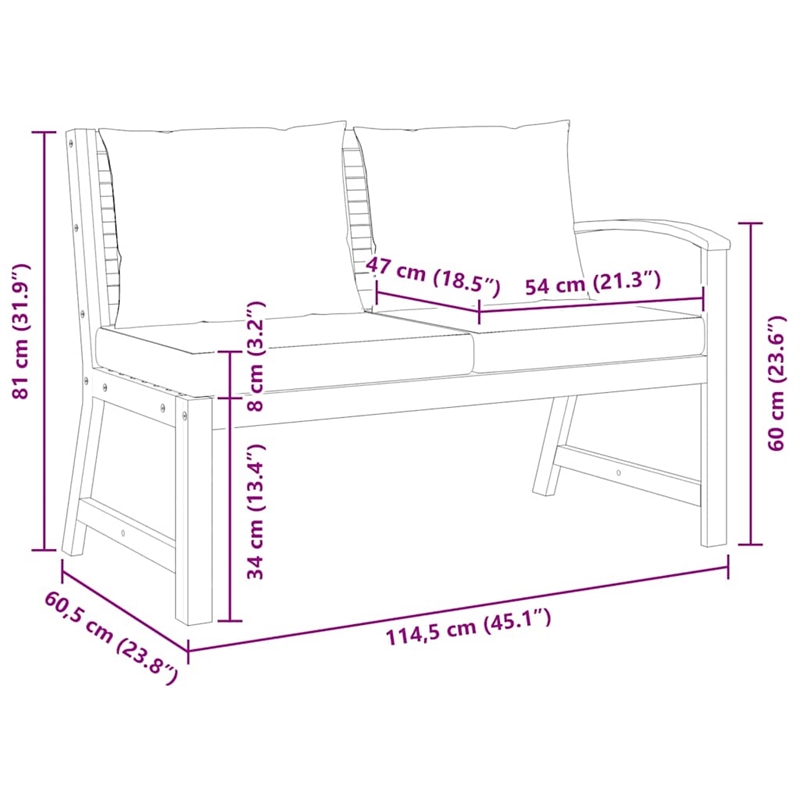 vidaXL Patio Bench 45.1