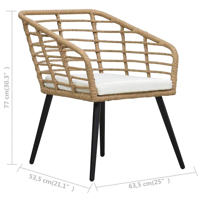 vidaXL 3 Piece Bistro Set Poly Rattan Oak