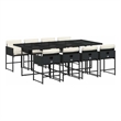 vidaXL 9 Piece Patio Dining Set with Cushions Black Poly Rattan