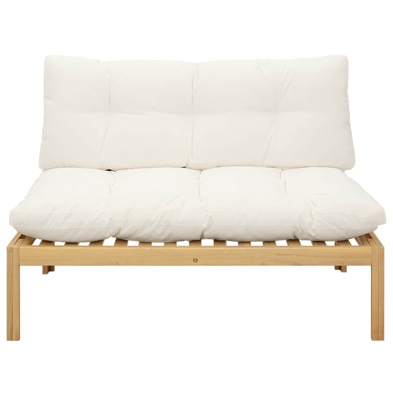 vidaXL Middle Sofa Unit Light Acacia and Cream White Acacia Wood
