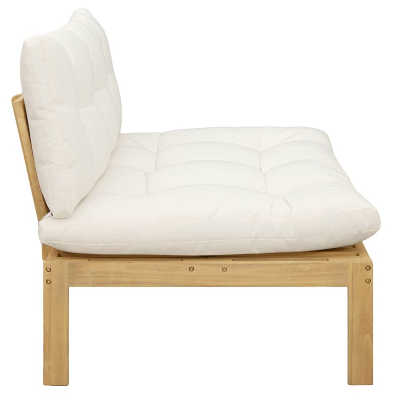vidaXL Middle Sofa Unit Light Acacia and Cream White Acacia Wood