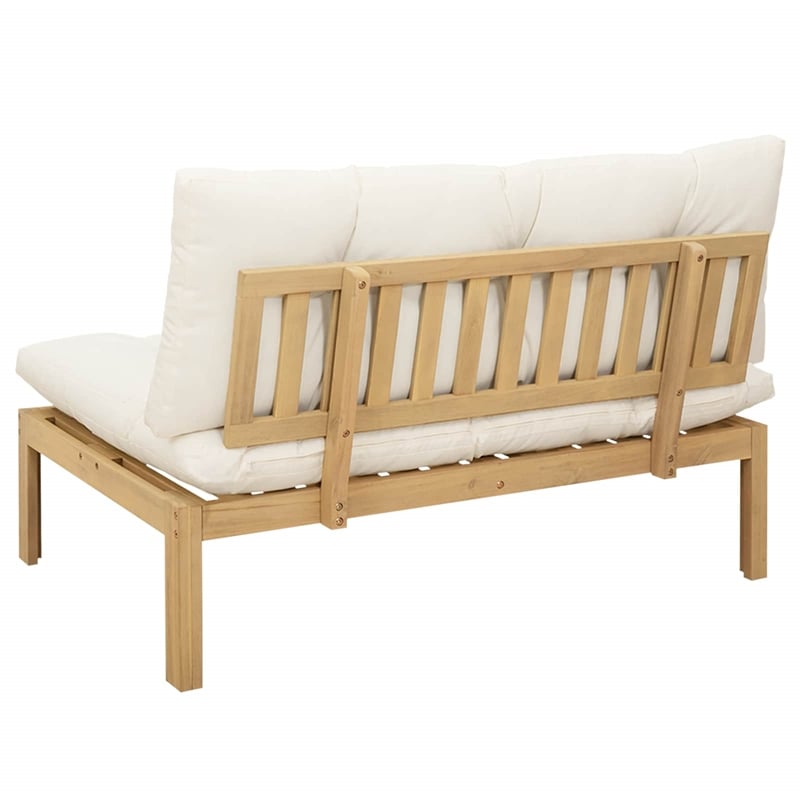 vidaXL Middle Sofa Unit Light Acacia and Cream White Acacia Wood
