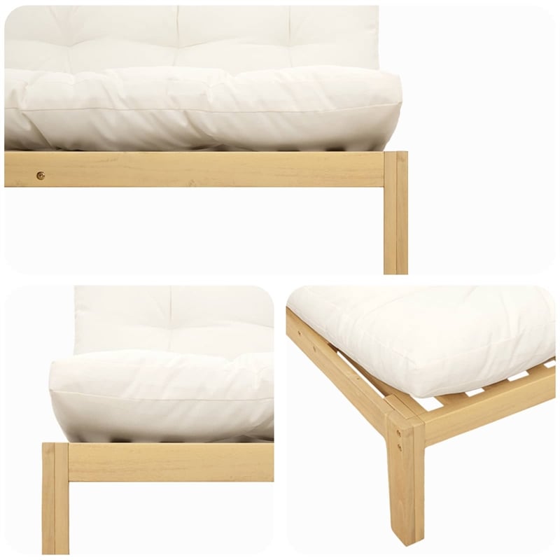 vidaXL Middle Sofa Unit Light Acacia and Cream White Acacia Wood