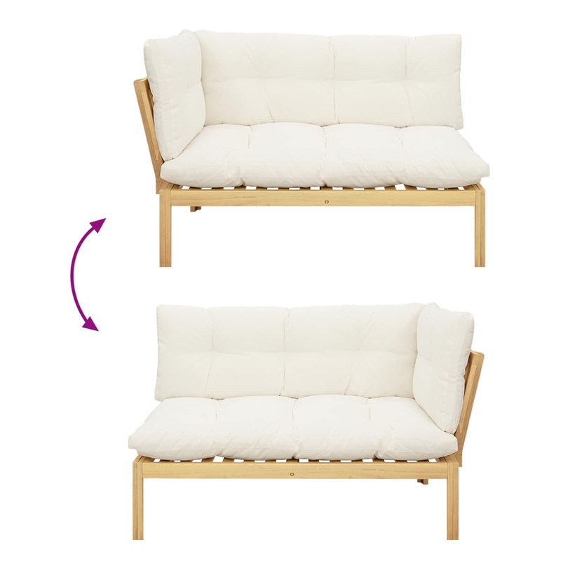 vidaXL Garden Pallet Sofa Units 2 Piece Light Brown and Cream White