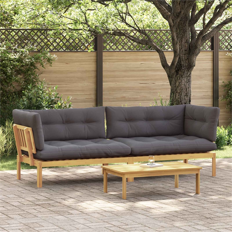 vidaXL Garden Pallet Sofa Units 2 Piece Light Brown and Dark Grey