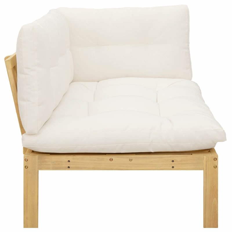 vidaXL Corner Sofa Unit Light Acacia and Cream White Acacia Wood