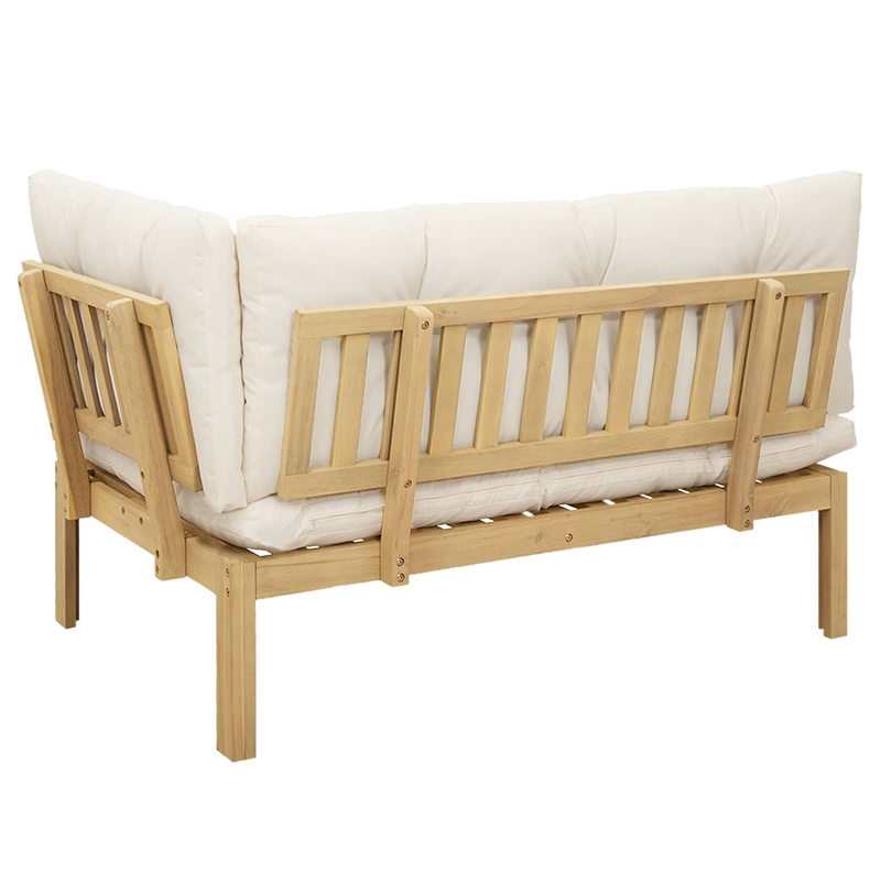 vidaXL Corner Sofa Unit Light Acacia and Cream White Acacia Wood