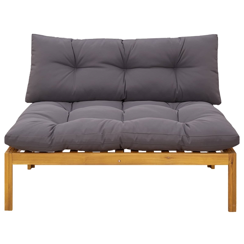 vidaXL Middle Sofa Unit Natural and Dark Grey Acacia Wood