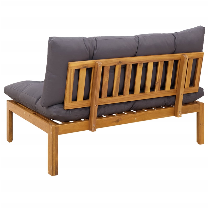 vidaXL Middle Sofa Unit Natural and Dark Grey Acacia Wood