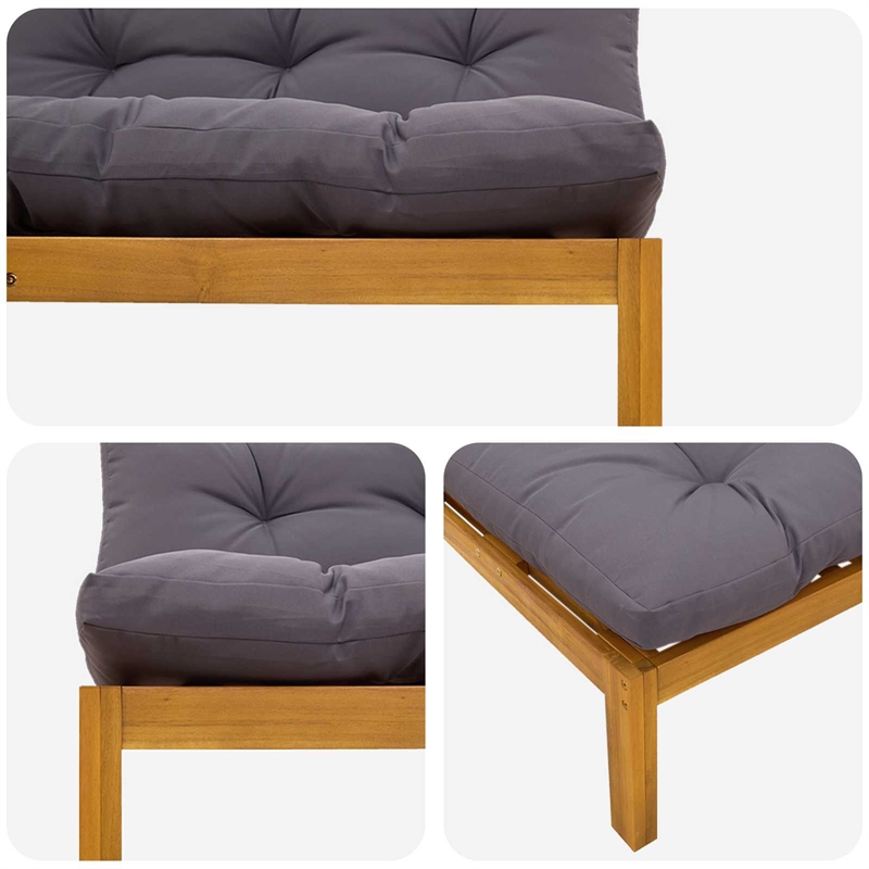 vidaXL Middle Sofa Unit Natural and Dark Grey Acacia Wood