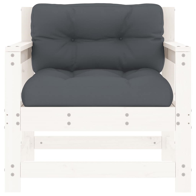 vidaXL Patio Chairs with Cushions 2 pcs White Solid Wood Pine